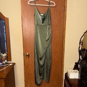 Elegant Green Satin Dress